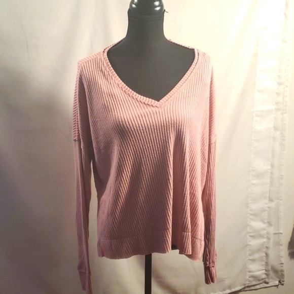 Wild Fable Pink pull over long sleeve Waffle shirt Size Small New - Picture 3 of 13
